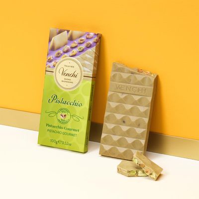 Venchi - Pistachio Gourmet Chocolate Bar - White Chocolate and Pistachio Paste Cream Bar, 3.53 oz - Gluten Free