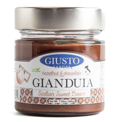 Giusto Sapore Sicilian Gianduia Sweet Cream Spread - Hazelnut &amp; Chocolate - Imported from Italy and Family Owned -7.05oz