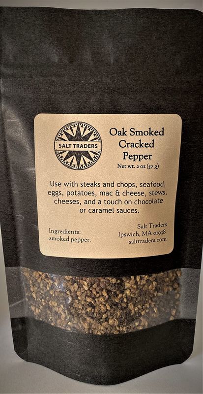 SALT TRADERS Oak Smoked Cracked Black Peppercorns - 2 oz Net Wt.