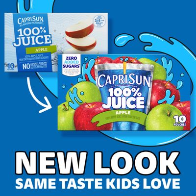 Capri Sun 100% Juice Naturally Flavored 100% Apple Juice 6 Fl Oz (Pack of 10), Packaging May Vary