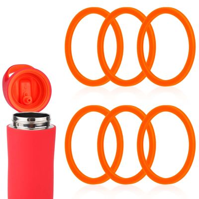 6pcs Gasket Replacements for Gatorade Kids&#39; Bottle 12oz, Silicone Lid Seal Rings, Plastic Tumbler Cup Gasket Reusable Accessories Parts for Gatorade Kids Rookie Metal Water Bottle 12oz (Orange)
