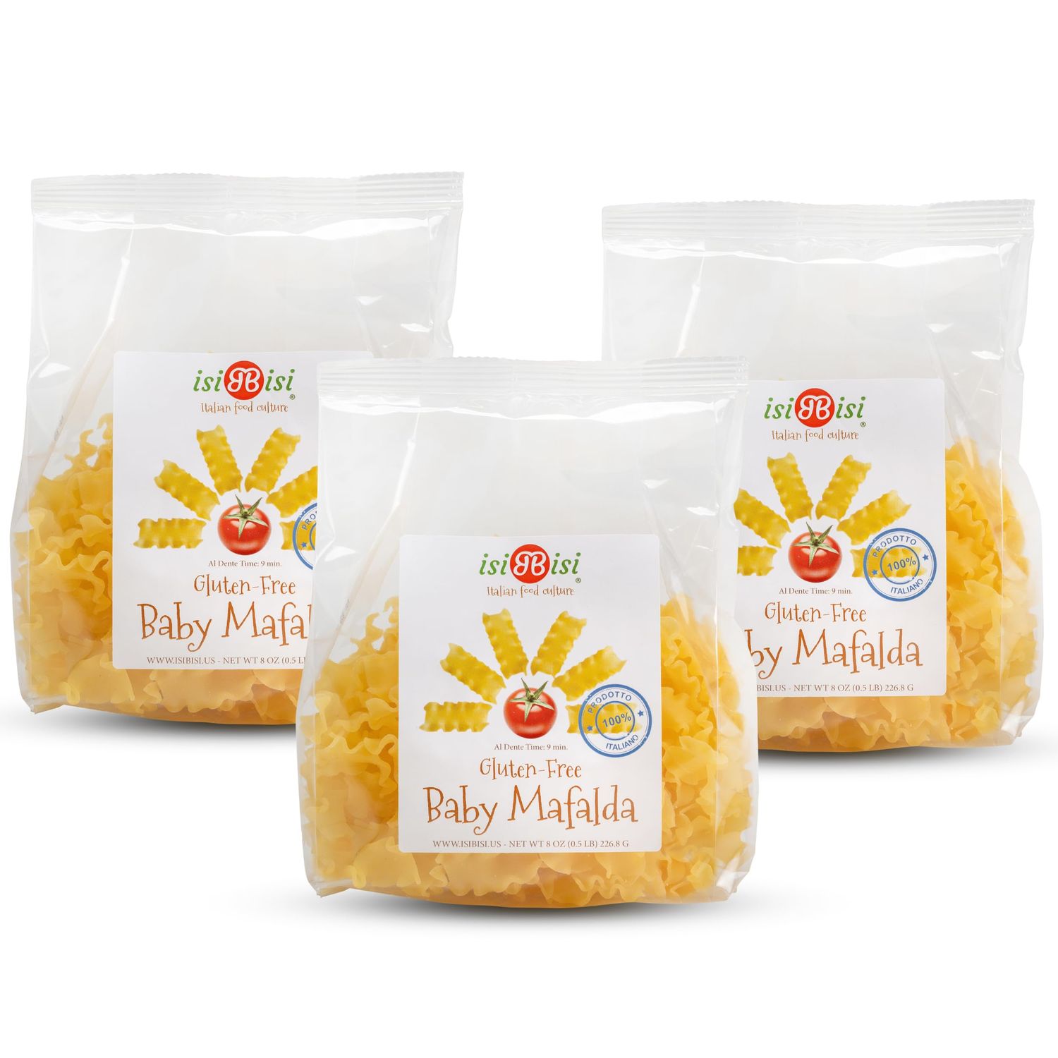 isiBisi Gluten Free Mafalda Pasta - Mini Lasagna Noodles Made With Corn Flour and Rice Flour - Authentic, Healthy Italian Pasta - Vegan, Non-GMO, Organic Artisanal Pasta, Made in Italy (8 oz.)