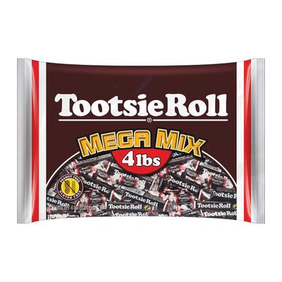 Tootsie Roll Mega Mix, 5 Different Shapes and Sizes of Classic Chocolatey Tootsie Rolls - 4 Pound Bag