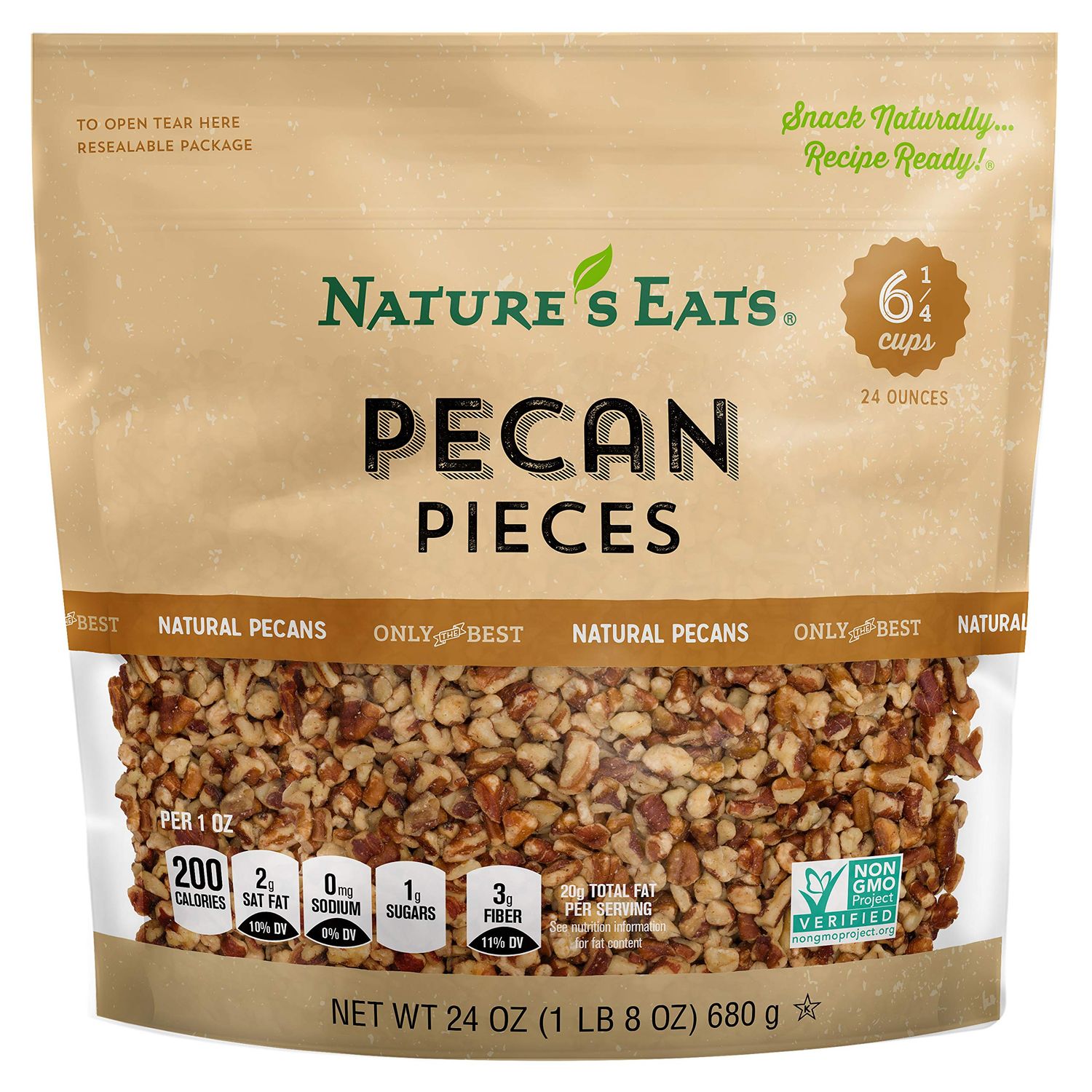 Nature&#39;s Eats Pecan Pieces, Natural, 24 Ounce