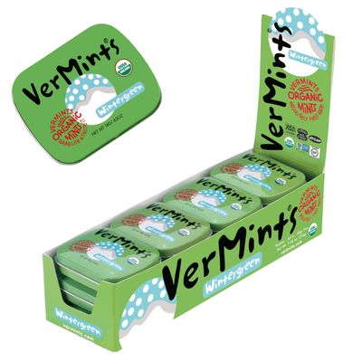 VerMints | Wintergeen | Small Tin (.63oz/18g) | Pack of 12 VerMints | Organic | Breath Mints| Pack of 12 | Breath Mints | Gluten Free | NonGMO | Kosher | Vegan | Nut free