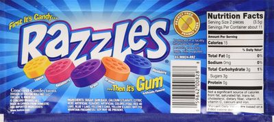 Original Razzles Candy/Gum, Box of 24 1.4-Ounce Bags