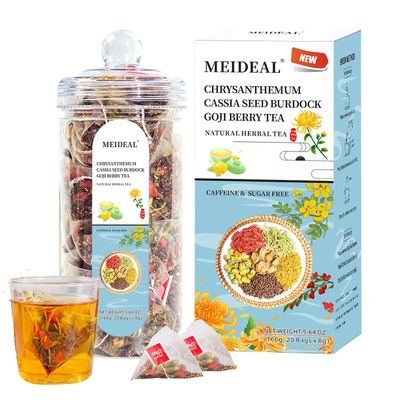 Meideal Chrysanthemum Cassia Seed &amp; Burdock Goji Berry Tea, Liver Cleanse &amp; Detox Herbal Tea Bags, 20 Count, Vegan, Sugar-Free &amp; Caffeine-Free (ONE BOX)