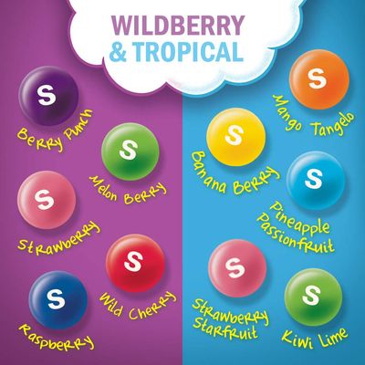 SKITTLES Wild Berry &amp; Tropical Mash Up Summer Chewy Candy, Grab N Go, 9 Oz Resealable Bag ( 8 Count )