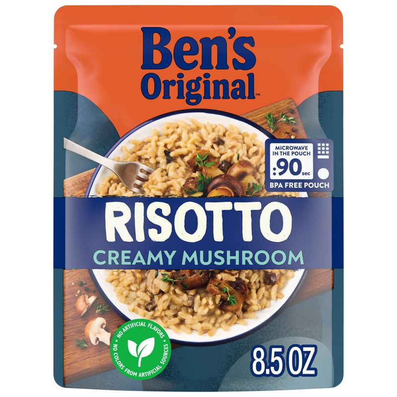 BEN&#39;S ORIGINAL Risotto Creamy Mushroom Flavored Rice, Easy Dinner Side, 8.5 oz Pouch (Pack of 12)