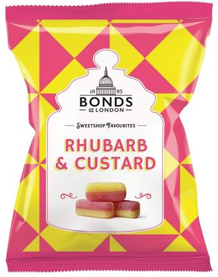 Original Bonds London Rhubarb &amp; Custard Bag Sugar Coated Rhubarb &amp; Vanilla Flavored Boiled Sweets Imported From The UK The Best Of British Candy