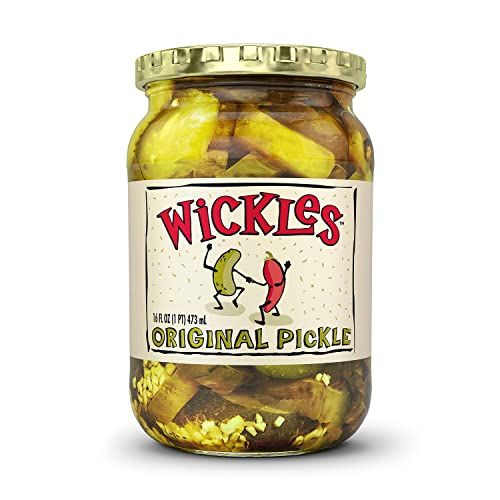 Wickles Pickles Original Pickles (6 Pack) - Spicy Garlic Pickles - Sweet &amp; Hot Pickle Slices - Sweet, Slightly Spicy, Wickedly Delicious (16 oz Each)