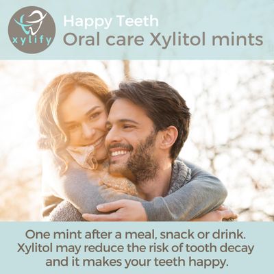 Xylitol Mints for Oral Care - Peppermint flavor, 100% Xylitol sweetened, Sugar Free Candy, Happy Teeth dental mints from Finland, 5oz - 245 mints
