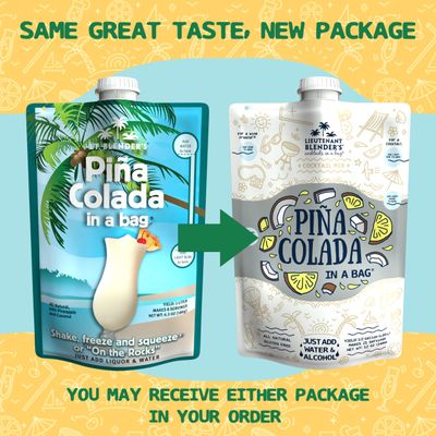 Lt. Blender's Pina Colada in a Bag - Pina Colada Drink Mix - Each Bag Makes 1/2 Gallon of Slushie Pina Colada Mix - Cocktail Mix - Make a Cocktail, Wine Slushie or Mocktail - (Pack of 4)