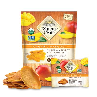 Sunny Fruit Soft Organic Dried Mangoes - 1 Bag (5 Individual Portion Packs) | Healthy, Convenient Snack Packs | NON-GMO, VEGAN, HALAL, KOSHER, NO PRESERVATIVES, NO SULFIDES, NO SUGAR ADDED