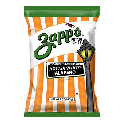 Zapps New Orleans Kettle-Style Potato Chips Hotter n Hot Jalapeno Flavor (2 oz Bags, 25 Count), Crunchy Chips with a Spicy Kick, Perfect On-The-Go, Gluten Free Snack