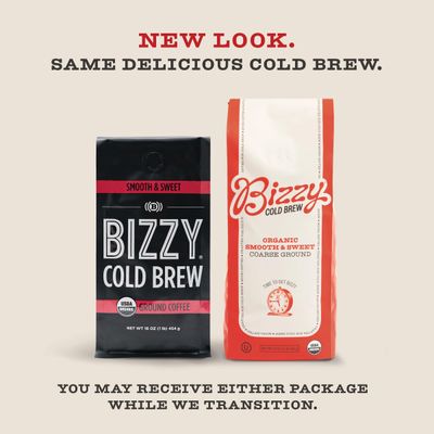 Bizzy Organic Cold Brew Coffee | Smooth &amp; Sweet Blend | Coarse Ground Coffee | Micro Sifted | Specialty Grade | 100% Arabica | 1 LB