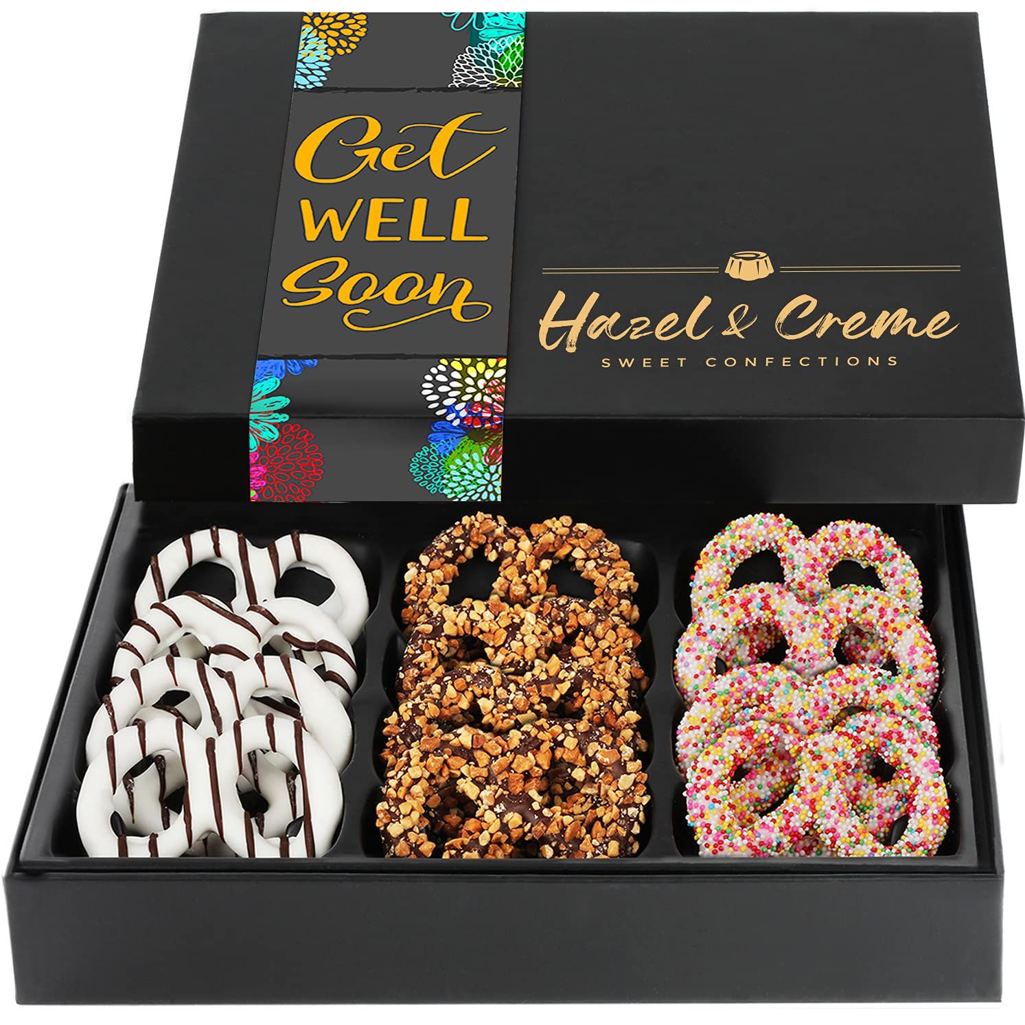 Hazel &amp; Creme Gourmet Pretzels - GET WELL SOON Gift Box - Care Package Gift - Gourmet Food Gift