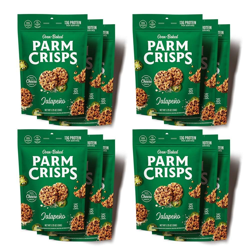 ParmCrisps - Jalapeno Cheese Parm Crisps, Made Simply with 100% REAL Cheese | Healthy Keto Snacks, Low Carb, High Protein, Gluten Free, Oven Baked, Keto-Friendly | 1.75 Oz (Pack of 12)