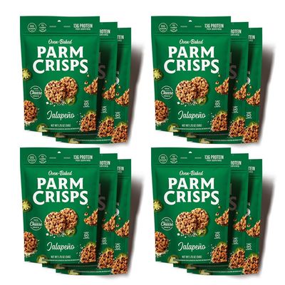 ParmCrisps - Jalapeno Cheese Parm Crisps, Made Simply with 100% REAL Cheese | Healthy Keto Snacks, Low Carb, High Protein, Gluten Free, Oven Baked, Keto-Friendly | 1.75 Oz (Pack of 12)