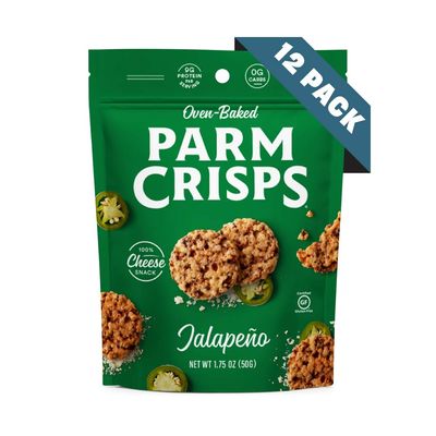 ParmCrisps - Jalapeno Cheese Parm Crisps, Made Simply with 100% REAL Cheese | Healthy Keto Snacks, Low Carb, High Protein, Gluten Free, Oven Baked, Keto-Friendly | 1.75 Oz (Pack of 12)