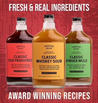 Cocktail Crate Premium Drink Mixer Variety Pack | Award Winning Craft Cocktail Mixers for True Connoisseurs | Premium Cocktail Syrup Creations with Aromatic Bitters, Demerara Sugar | 12oz - 3 pack