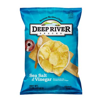 Deep River Snacks Sea Salt &amp; Vinegar Kettle Cooked Potato Chips, 5 Ounce (Pack of 12)