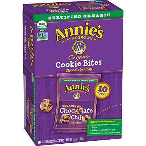 Annie&#39;s Organic Chocolate Chip Cookie Bites, 10 Pouches, 10.5 oz