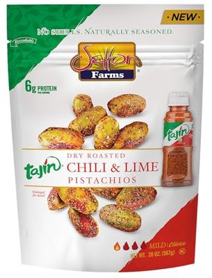 Pistachios Tajin Clasico Chile Lime Seasoned | No Shells | Chili Lime | Non-GMO Project Verified | Gluten Free | Vegan | Kosher | Value Size 20 Oz.