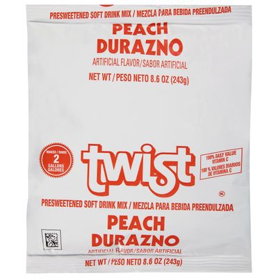Kool-Aid Twist Peach Drink Sweetened Powdered Drink Mix, 8.6 Ounce - Pack of 12