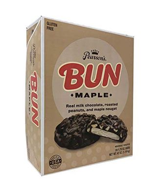 Pearson&#39;s Maple BUN Cluster Bar | Roasted Peanuts, Real Milk Chocolate, and Maple Nougat | Pack of 24 |Individually Wrapped