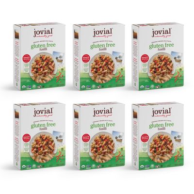 Jovial Whole Grain Brown Rice Fusilli Pasta - Pasta Fusilli, Fusilli Pasta, Whole Grain Pasta, Organic Pasta, Gluten Free, Dairy Free, Brown Rice Pasta, Made in Italy - 12 Oz, 6 Pack