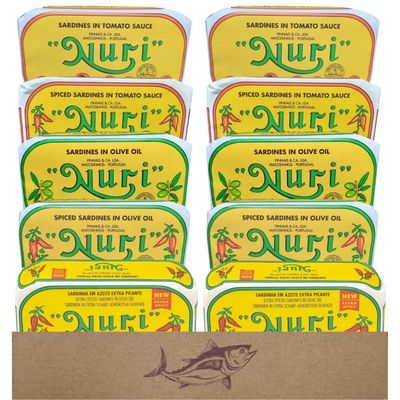 NURI Portuguese Sardines Complete Collection 10 Pack Variety by Seafood Aficionado