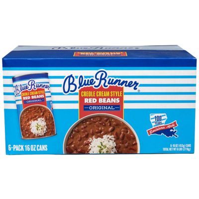 Blue Runner Creole Cream Style Red Beans 16 Oz (Pack Of 6) - New Orleans Best Authentic Red Beans - Slow Cooked to Perfection - A Southern Favorite - Easy Meal out of a Can