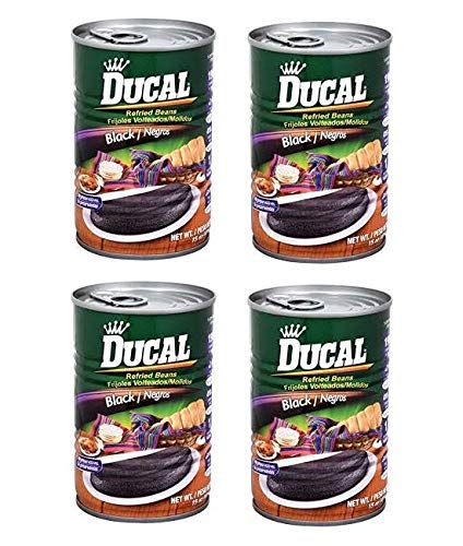 DUCAL Frijoles Negros Volteados Molidos 4 PACK 425 gr. c/u | Refried Black Beans 4 PACK 15 oz. each.