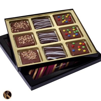 KREMERY Creamy Chocolate Cravings - Valentines Chocolate Covered Graham Crackers Cookies Gift Basket (9 Count) Birthday Sweet Treats - Bakery & Dessert Gifts Kosher Dairy Corporate
