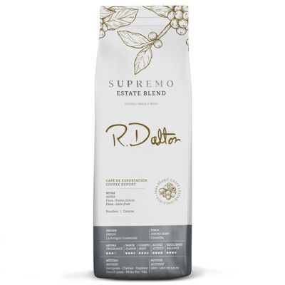 R. Dalton Coffee Supremo Estate Blend Whole Bean Coffee - Medium Roast - Flora And Citric Fruit Notes - All Brewing Methods - Premium Quality - From Antigua Guatemala - 100% Arabica - 12 oz