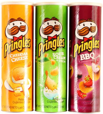 Pringles Potato Chips Variety Bundle: (1) Cheddar Cheese 5.96oz, (1) Sour Cream and Onion 5.96oz, (1) BBQ Potato Chips 5.96oz (3 Pack Total)