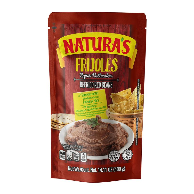 Natura&#39;s Refried Red Beans, 14.11oz Pouch (Pack of 3)