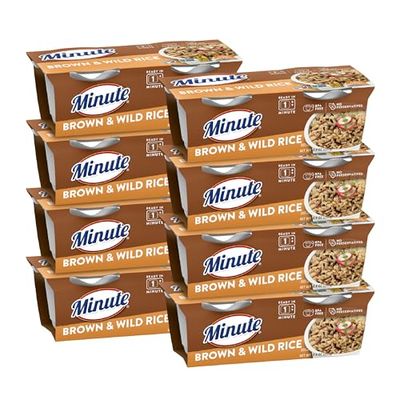 Minute Ready-to-Serve Brown and Wild Rice, Microwavable Rice Cups, 4.4-Ounce Cups, 2 Count, (Pack of 8)