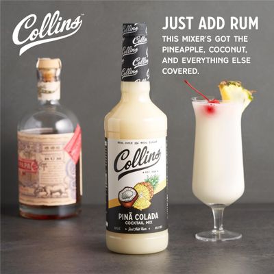 Collins Pina Colada Mix | Made With Real Pineapple Juice, Coconut and Other Natural Flavors | Tropical Cocktail Mixer, 32 fl oz