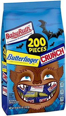 Butterfinger &amp; Co. Bulk Chocolate-y Halloween Candy Bag, Mix of Mini Butterfinger, Crunch &amp; Baby Ruth, Individually Wrapped Candy for Trick or Treat Bags, 72 Ounce