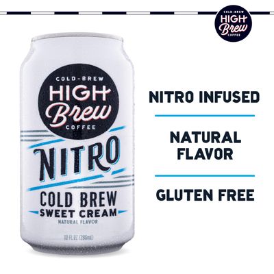 High Brew Coffee, Nitro Sweet Cream, Cold Brew Coffee, 10 FL Oz, Ready-To-Drink (Pack of 12)