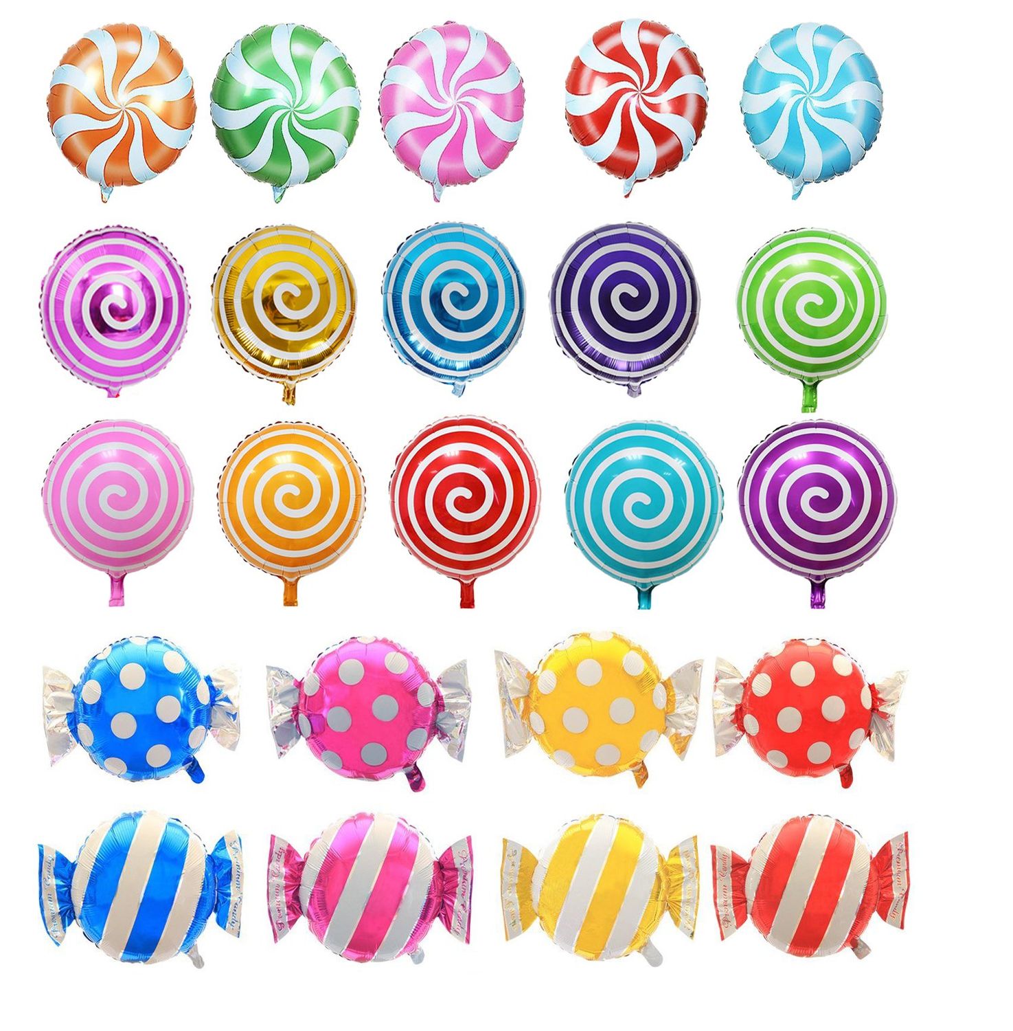 21 pcs 18 Sweet Candy Balloons, Round Lollipop Balloon Birthday Wedding Party Balloons