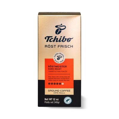 Tchibo Ground Coffee - Rst Frisch Rstmeister - Dark-roasted Arabica Beans with Exquisite Aromas of Bittersweet Chocolate - Intensity 5/6, Acidity 1/6, Roast Level 6/6-12 oz - Pack of 1