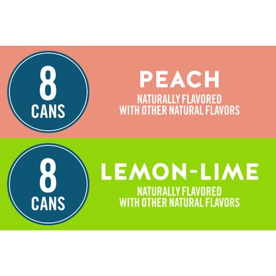 Waterloo Sparkling Water Two Flavor Pack, Zero Calories/Sugar/Artificial Sweeteners/Sodium, Lemon-Lime/Peach, 192 Fl Oz, Pack of 16