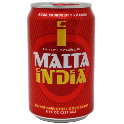 Malta India - Malt Beverage Non Alcoholic Original from Puerto Rico, 8 Ounce (Pack of 6) - Packaging may vary