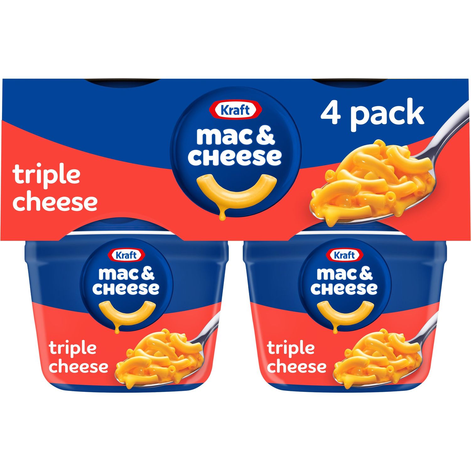 Kraft Triple Cheese Mac &amp; Cheese Macaroni and Cheese Dinner, 4 ct Pack, 2.05 oz Cups