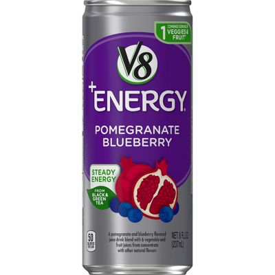 V8 +Energy Healthy Energy Drink, Natural Energy from Tea, Pomegranate Blueberry, 8 Oz Can