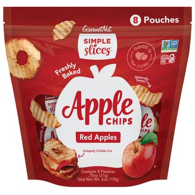 GourmetNut Simple Slices Baked Apple Chips (Red Apple, 0.75 Ounce (Pack of 8 Bag))