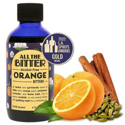 All The Bitter - Orange Bitters - 4 oz Bottle of Non Alcoholic Bitters - Zero Proof Bitters for Cocktails - Great in Old Fashioned, Negroni, Margarita, Spritz, or Non Alcoholic Wine - Cocktail Bitters